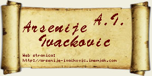 Arsenije Ivačković vizit kartica